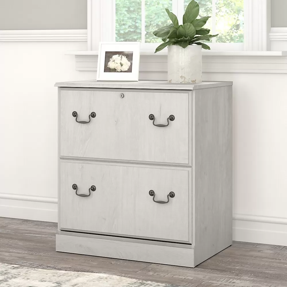 Bush Furniture Saratoga 2-Drawer Lateral File Cabinet, Linen White Oak (EX45754-03) Fashion