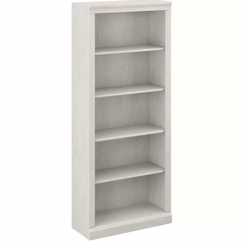Bush Furniture Saratoga 72"H 5-Shelf Bookcase with Adjustable Shelves, Linen White Oak Laminate (W1645C-03) Fashion