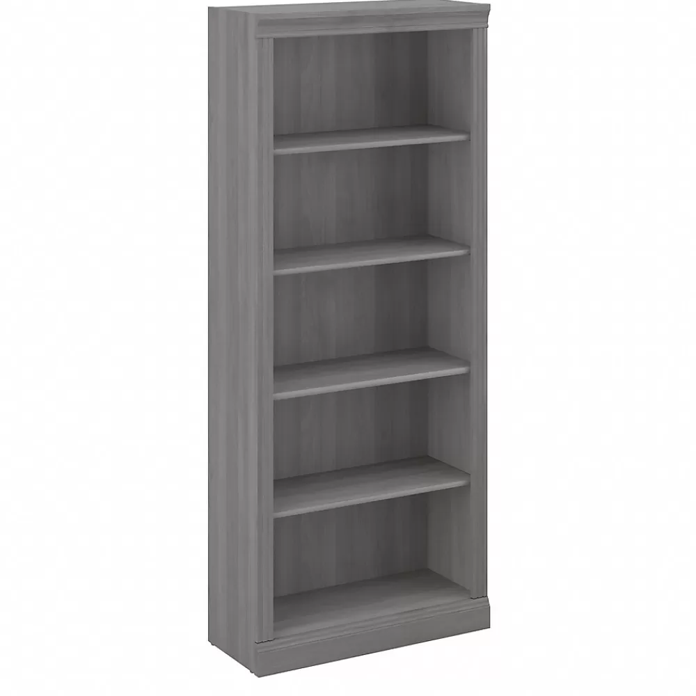 Bush Furniture Saratoga 72"H 5-Shelf Bookcase with Adjustable Shelves, Modern Gray Laminate (W1655C-03) Fashion