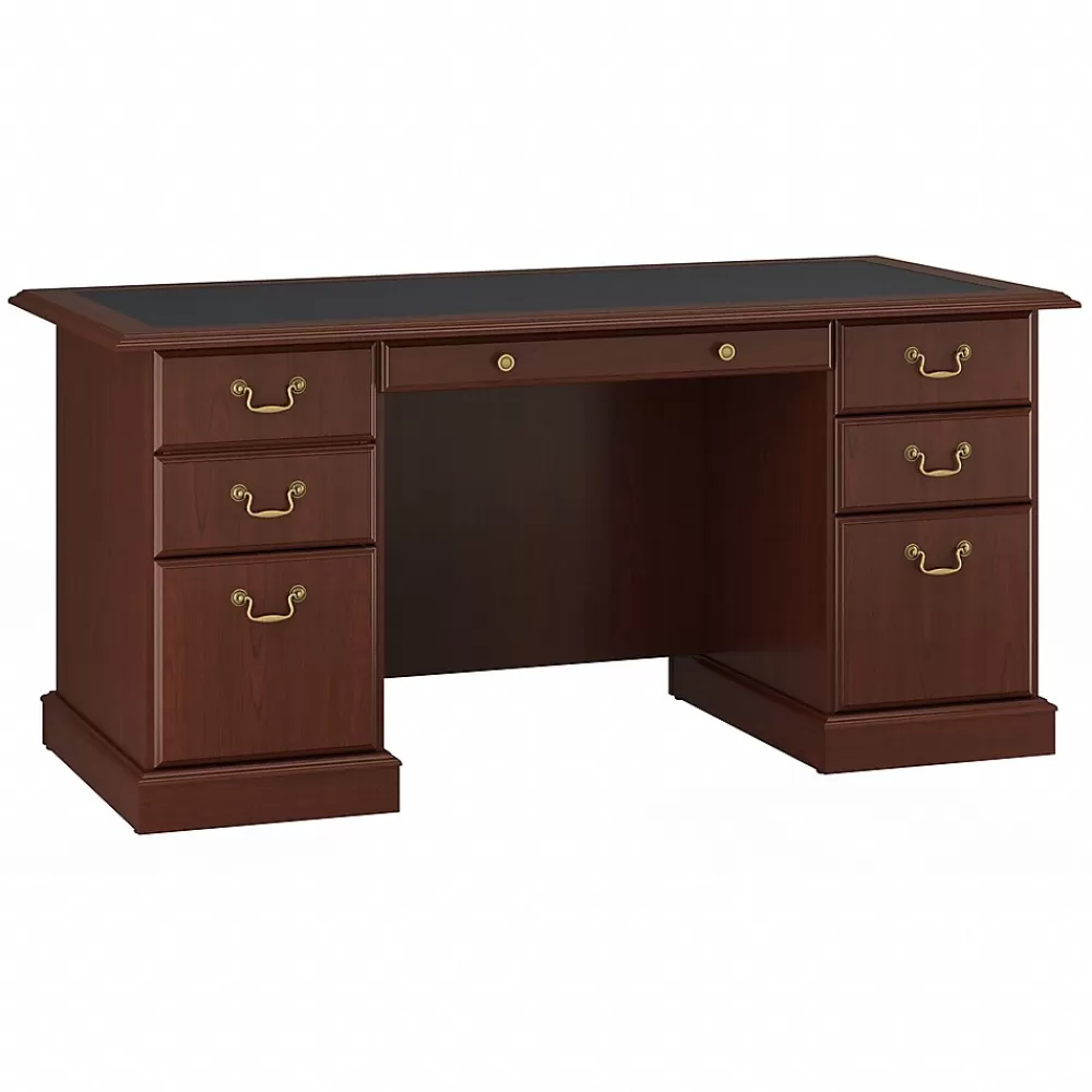 Bush Furniture Saratoga 66"W Executive Desk with Drawers, Harvest Cherry/Black (EX45666-03K) Sale