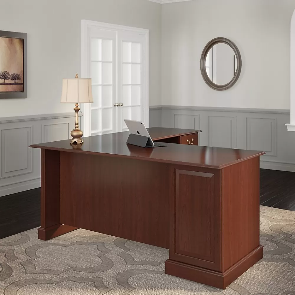 Bush Furniture Saratoga 66"W L Shaped Computer Desk with Drawers, Harvest Cherry (EX45670-03K) Shop