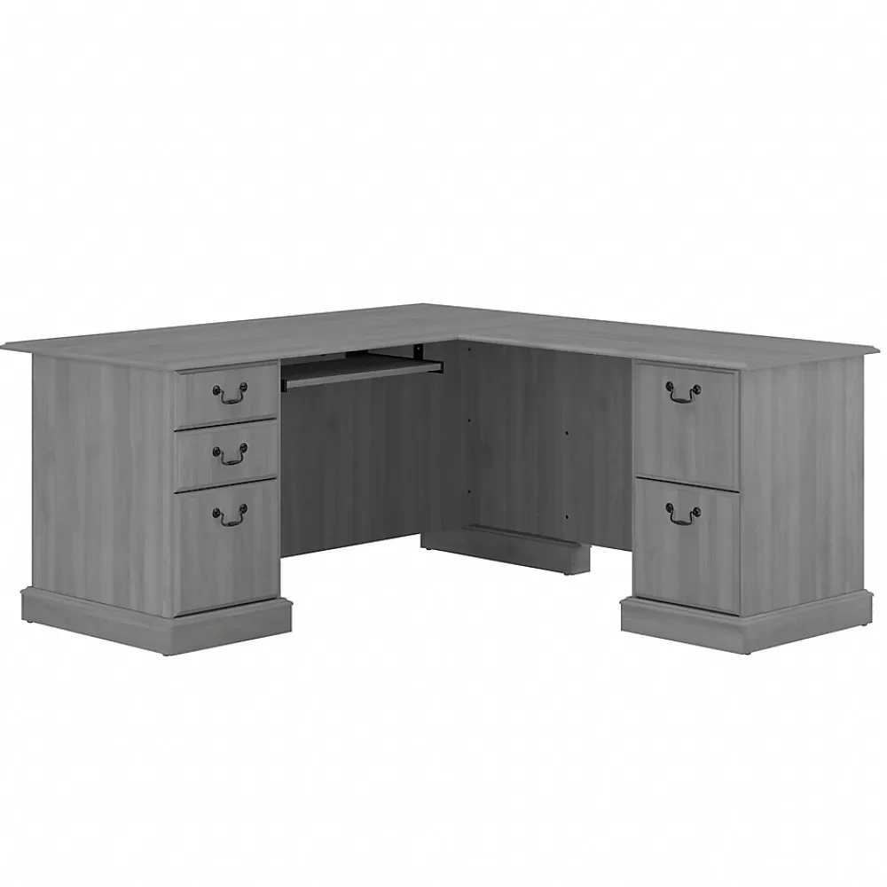 Bush Furniture Saratoga 66"W L Shaped Computer Desk with Drawers, Modern Gray (EX45870-03K) Hot