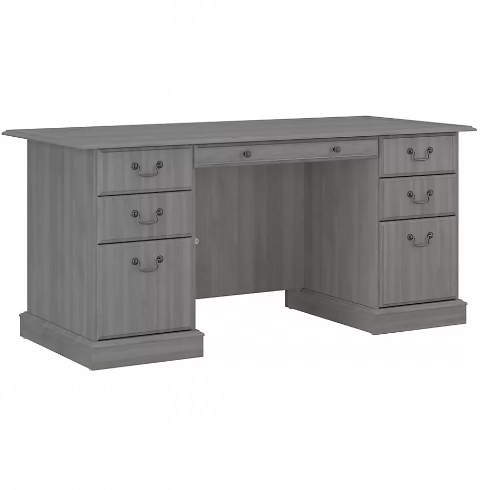 Bush Furniture Saratoga 66"W Wood Executive Desk, Modern Gray (EX45866-03K) New