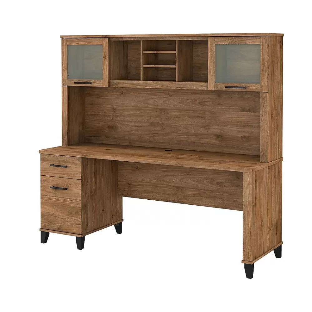 Bush Furniture Somerset 72" Computer Desk with Drawers and Hutch, (SET018FW) Fresh Walnut Fashion