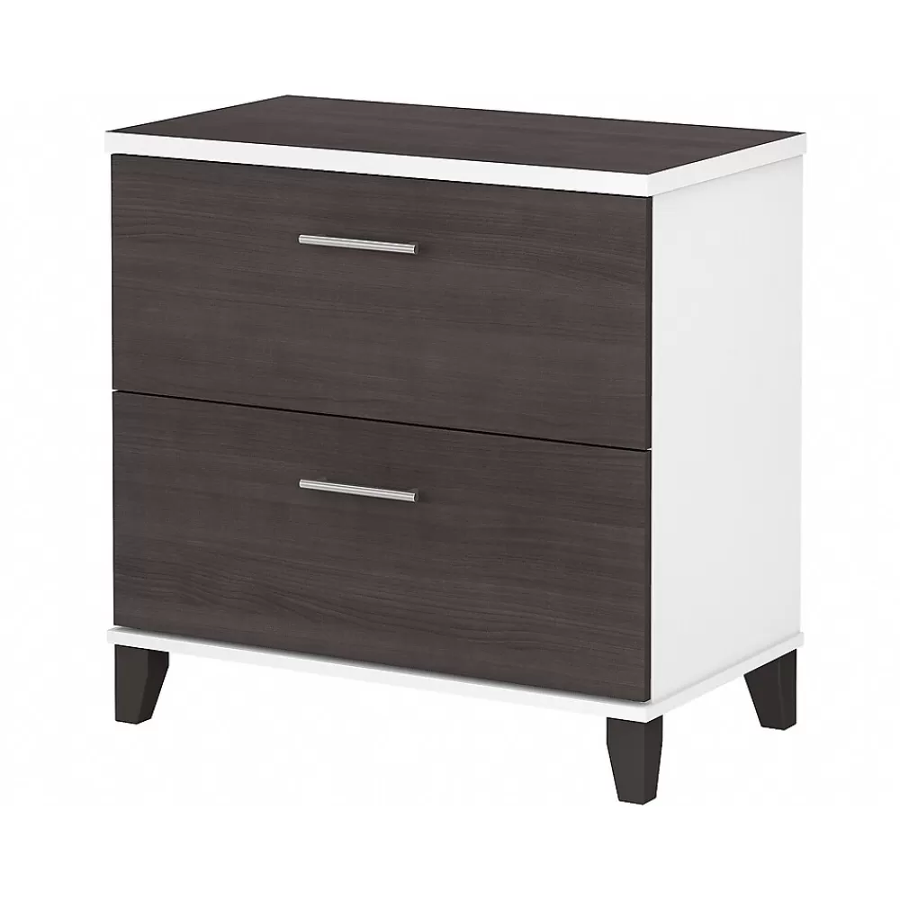 Bush Furniture Somerset 2-Drawer Lateral File Cabinet, Letter/Legal, , 30" (WC81080) Storm Gray/White Sale
