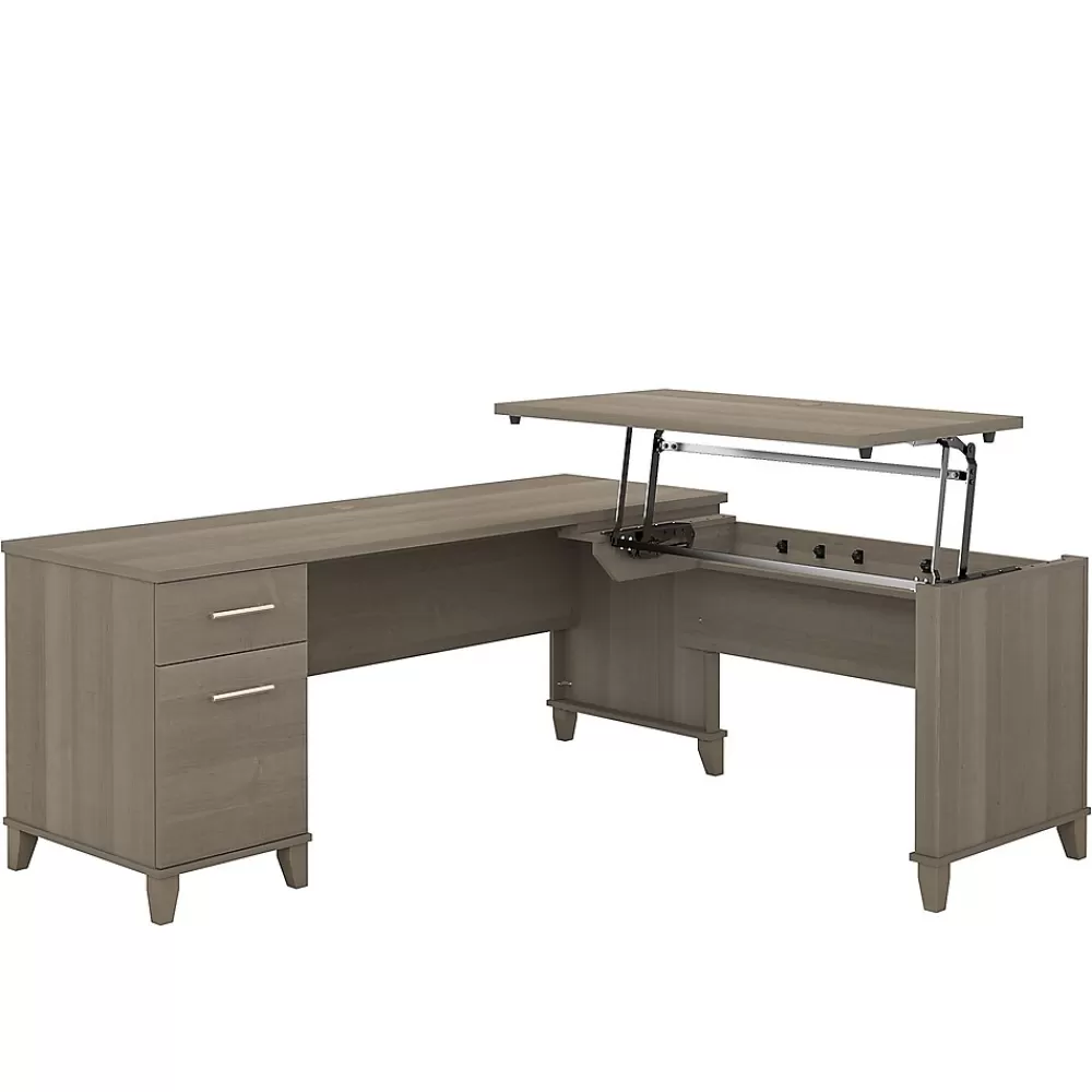 Bush Furniture Somerset 72"W 3 Position Sit to Stand L Shaped Desk, (SET014AG) Ash Gray Fashion