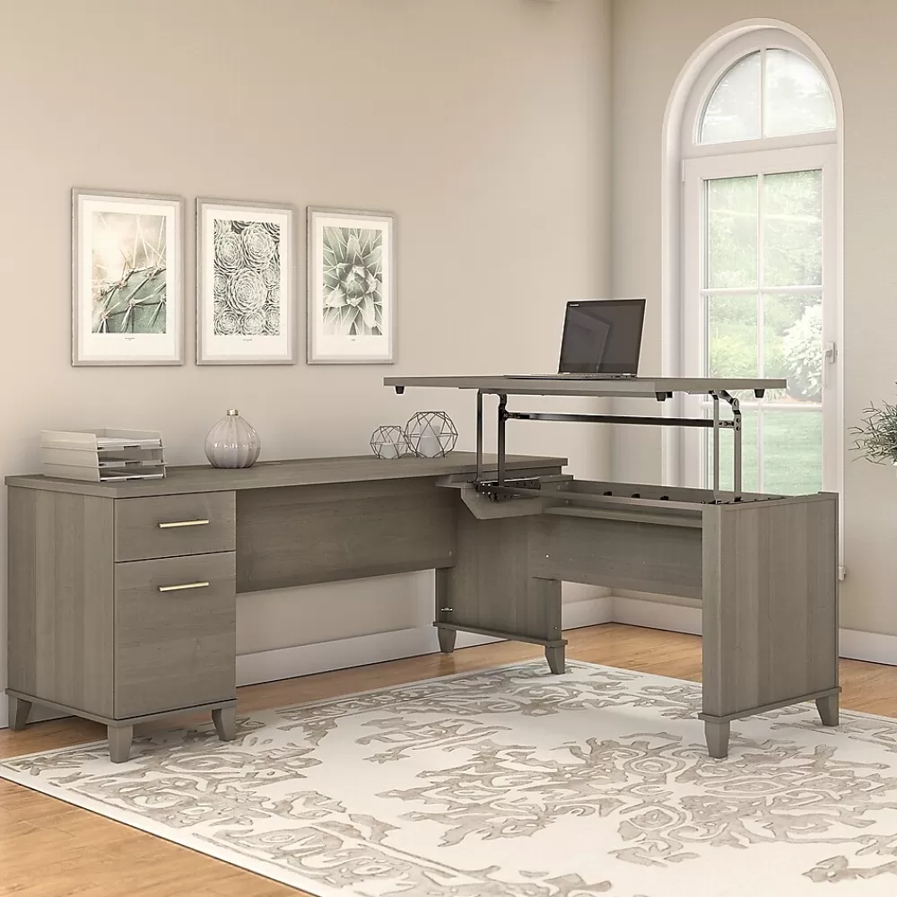 Bush Furniture Somerset 72"W 3 Position Sit to Stand L Shaped Desk, (SET014AG) Ash Gray Fashion