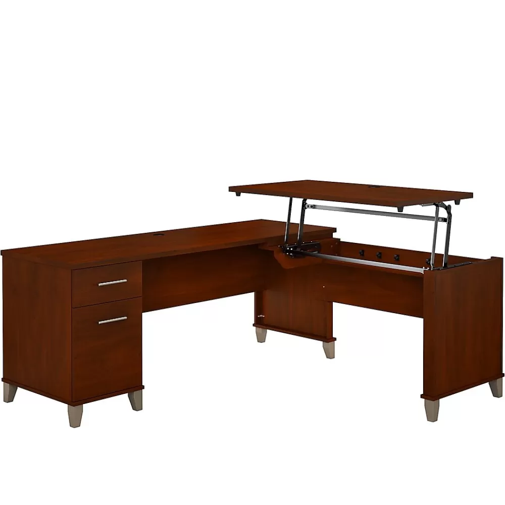 Bush Furniture Somerset 72"W 3 Position Sit to Stand L Shaped Desk, (SET014HC) Hansen Cherry Sale
