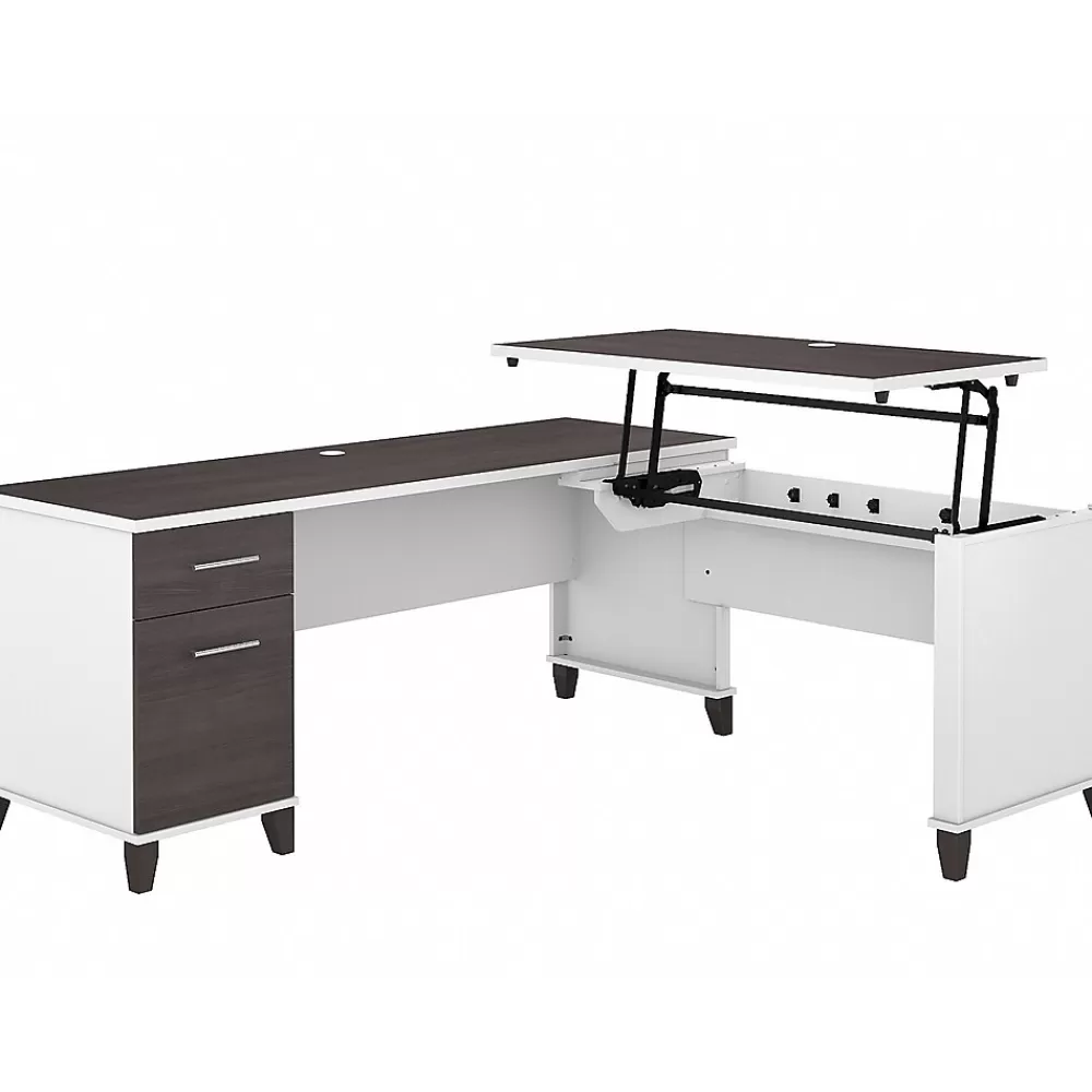 Bush Furniture Somerset 72"W 3 Position Sit to Stand L Shaped Desk, (SET014SGWH) Storm Gray/White Flash Sale