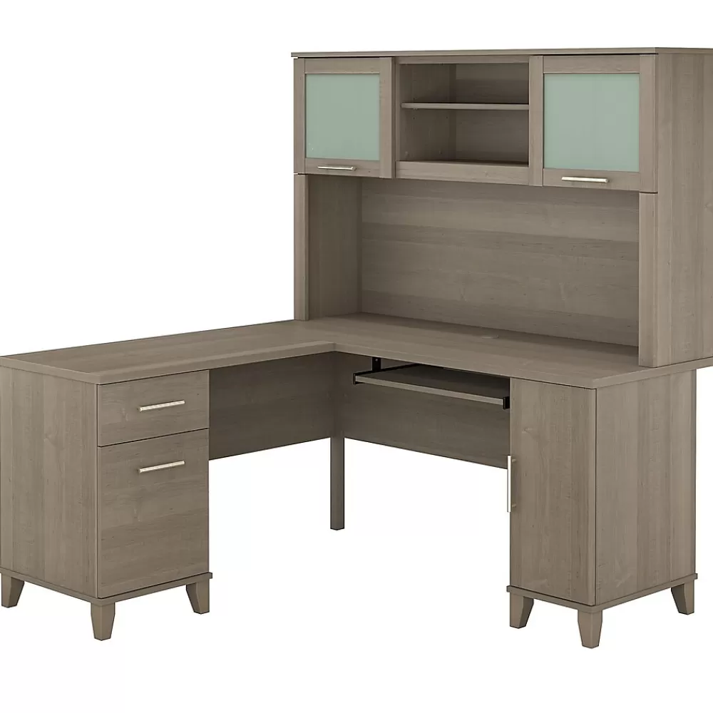 Bush Furniture Somerset 60"W L Shaped Desk with Hutch, (SET002AG) Ash Gray Fashion