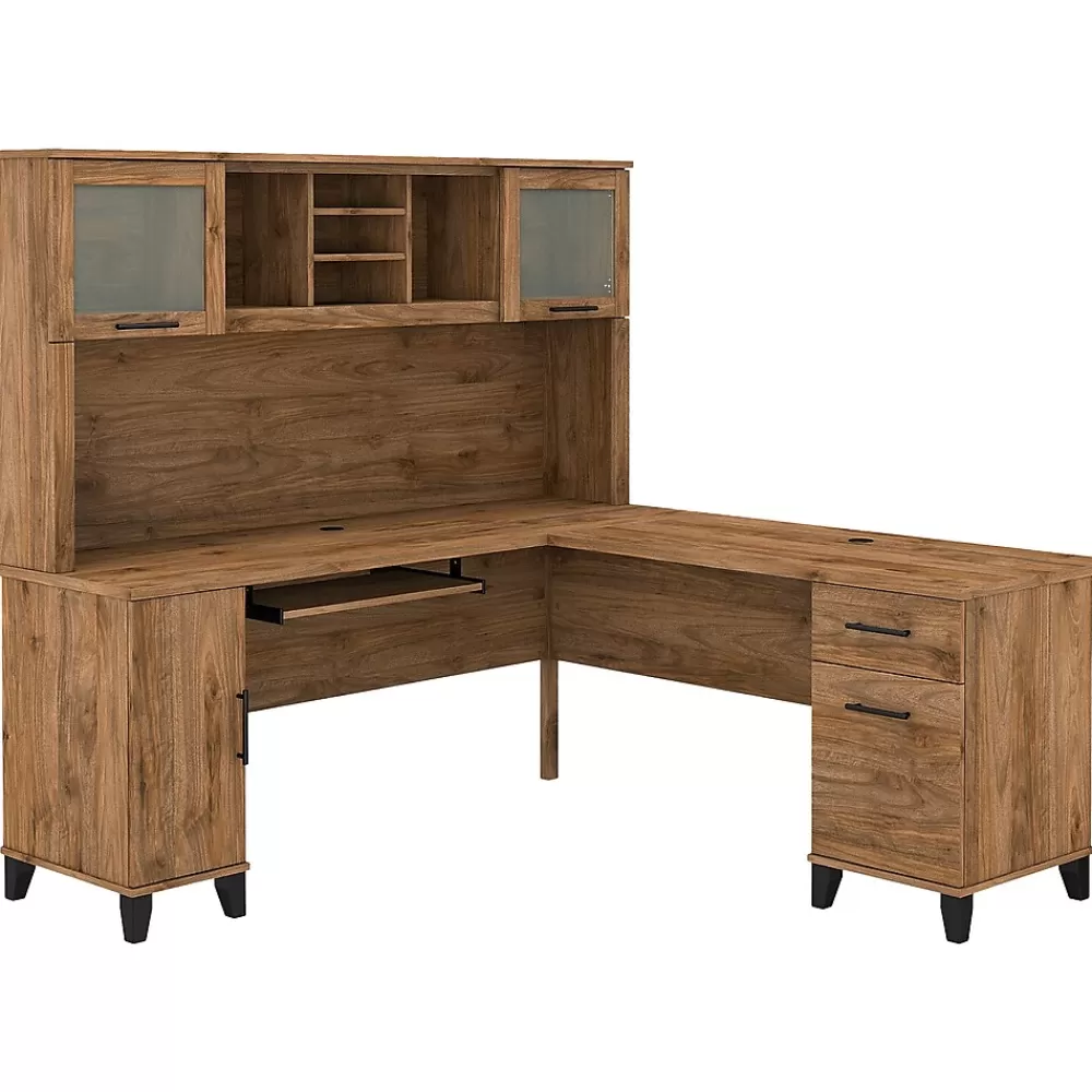 Bush Furniture Somerset 72"W L Shaped Desk with Hutch, (SET001FW) Fresh Walnut Shop