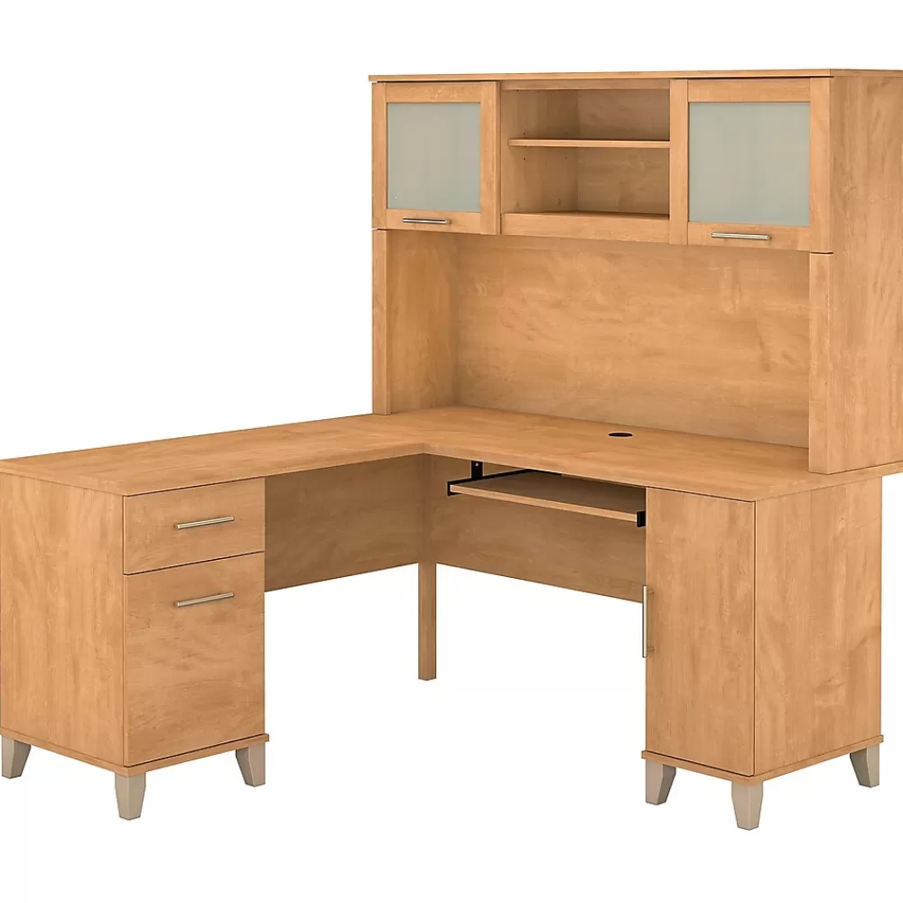 Bush Furniture Somerset 60"W L Shaped Desk with Hutch, (SET002MC) Maple Cross Shop