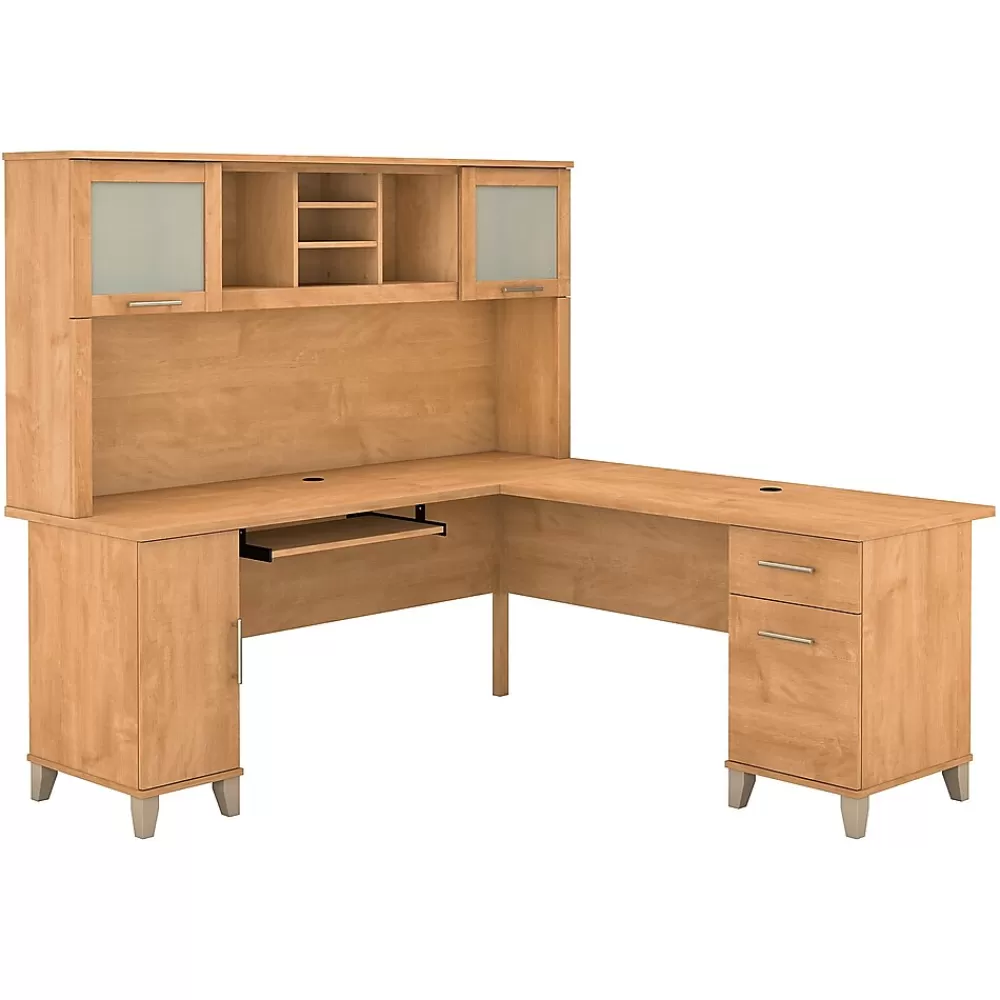 Bush Furniture Somerset 72"W L Shaped Desk with Hutch, (SET001MC) Maple Cross Best