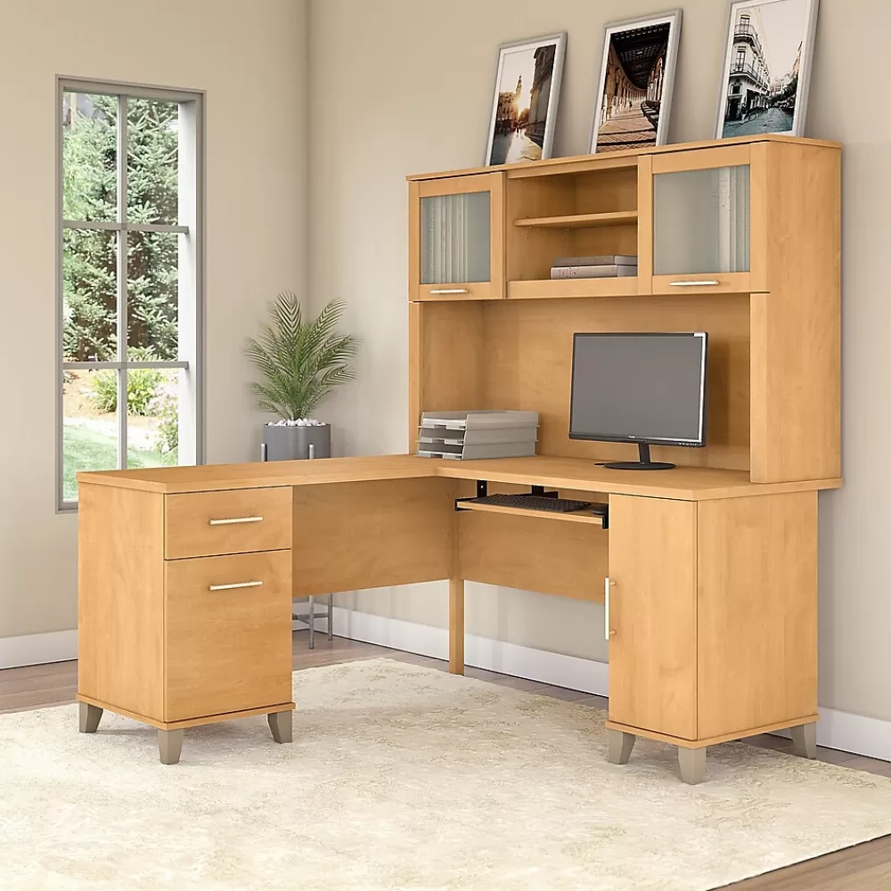Bush Furniture Somerset 60"W L Shaped Desk with Hutch, (SET002MC) Maple Cross Shop
