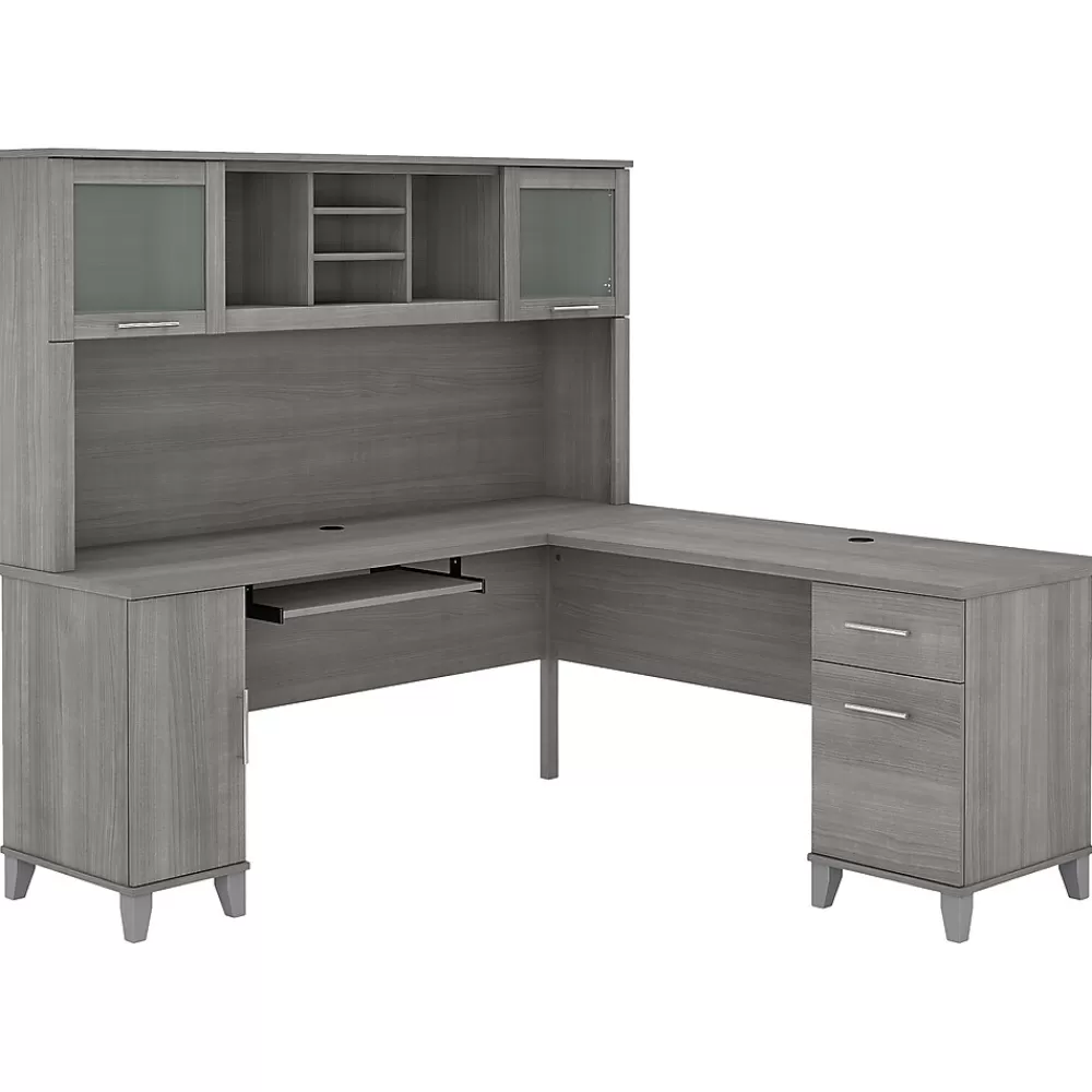 Bush Furniture Somerset 72"W L Shaped Desk with Hutch, (SET001PG) Platinum Gray Cheap