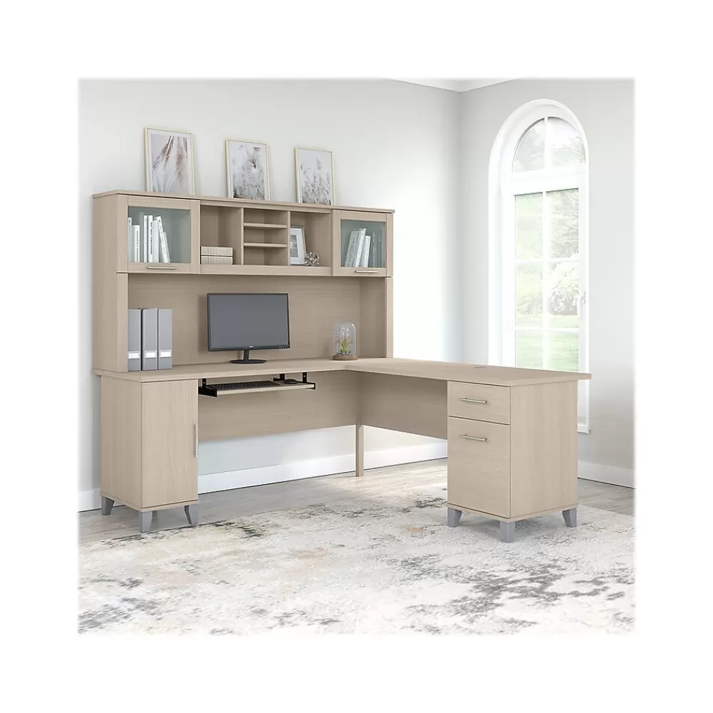 Bush Furniture Somerset 72"W L Shaped Desk with Hutch, (SET001SO) Sand Oak Store