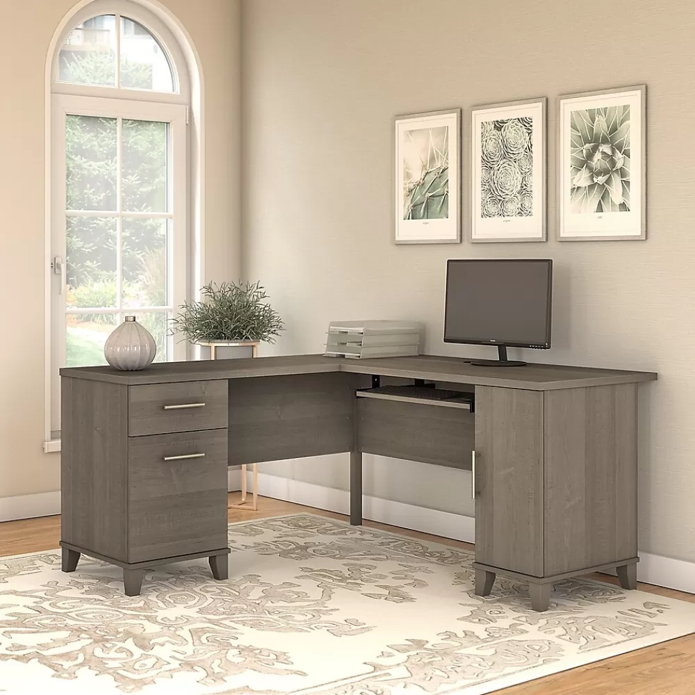 Bush Furniture Somerset 60"W L Shaped Desk with Storage, (WC81630K) Ash Gray Best Sale