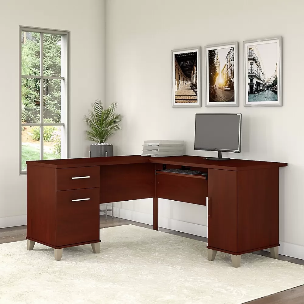 Bush Furniture Somerset 60"W L Shaped Desk with Storage, (WC81730K) Hansen Cherry Cheap