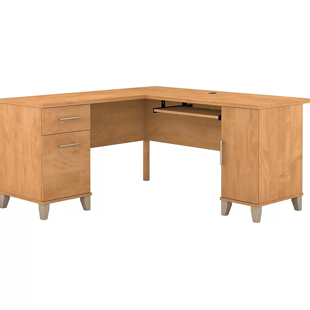 Bush Furniture Somerset 60"W L Shaped Desk with Storage, (WC81430K) Maple Cross Store
