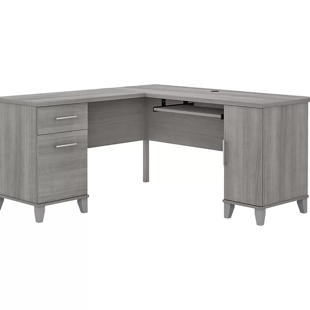 Bush Furniture Somerset 60"W L Shaped Desk with Storage, (WC81230K) Platinum Gray Cheap