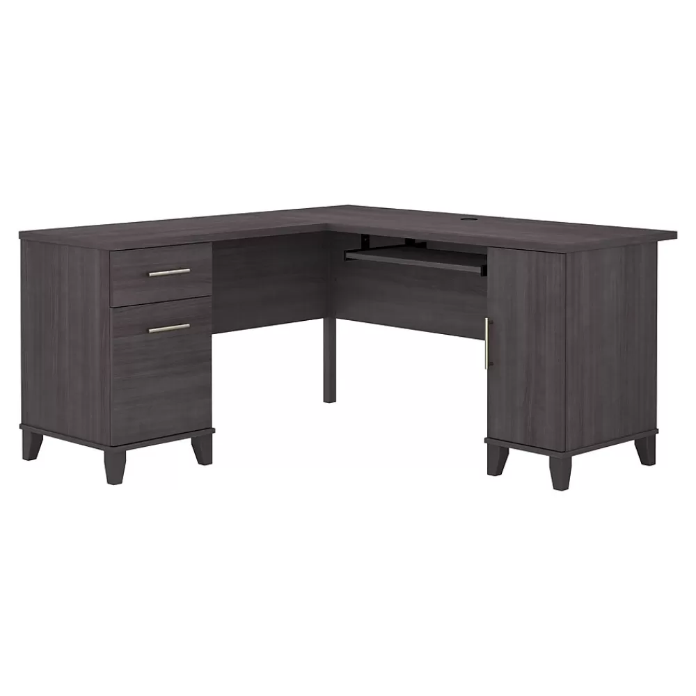 Bush Furniture Somerset 60"W L Shaped Desk with Storage, (WC81530K) Storm Gray Flash Sale