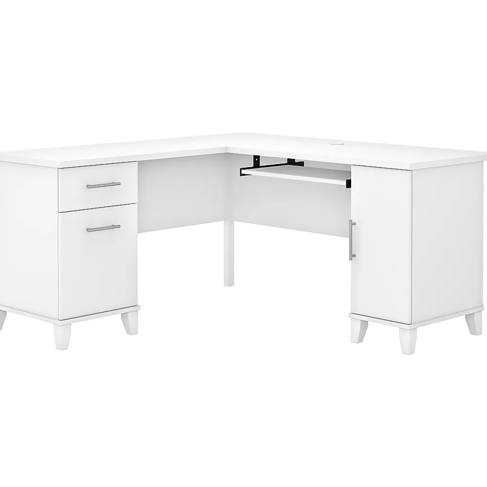 Bush Furniture Somerset 60"W L Shaped Desk with Storage, (WC81930K) White Store