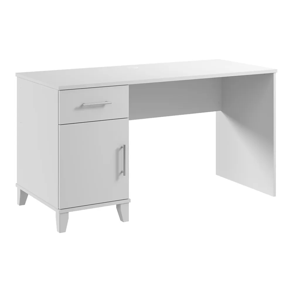 Bush Furniture Somerset 54"W Office Desk with Drawer and Storage Cabinet, White (WC81954) Outlet