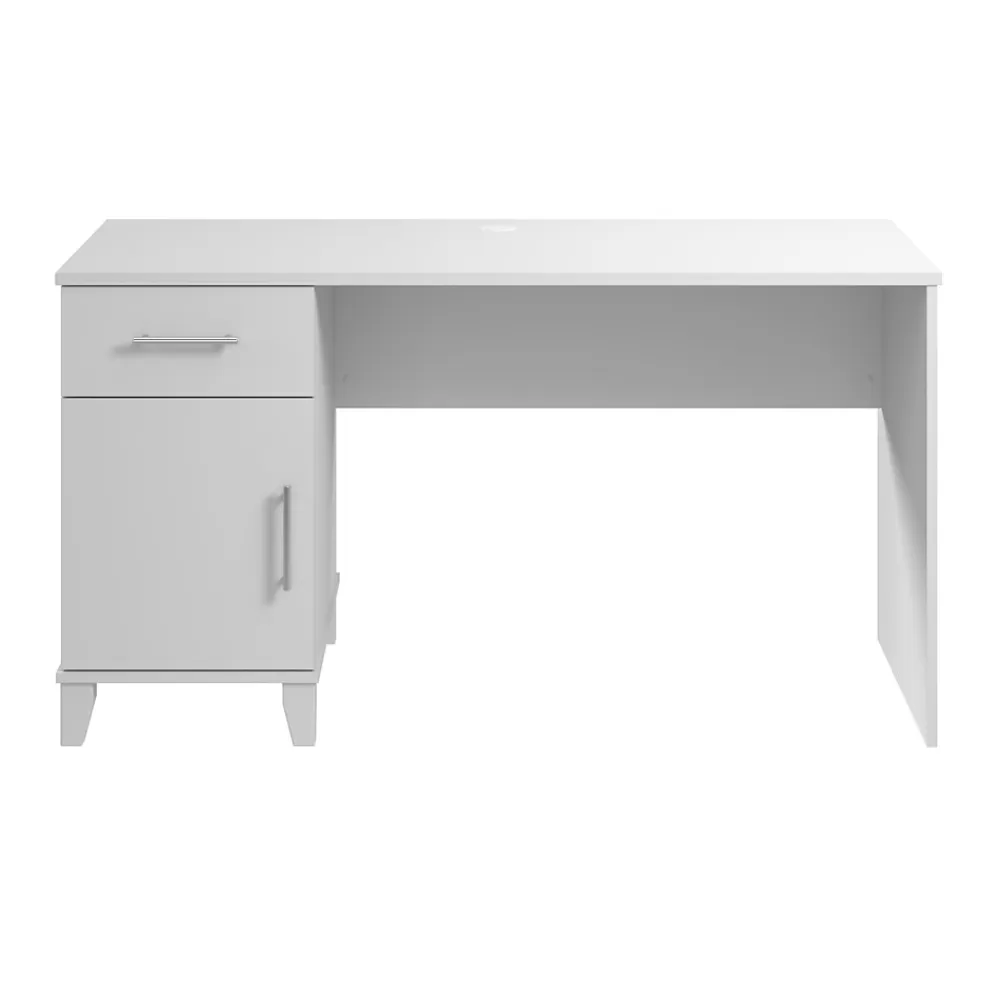 Bush Furniture Somerset 54"W Office Desk with Drawer and Storage Cabinet, White (WC81954) Outlet