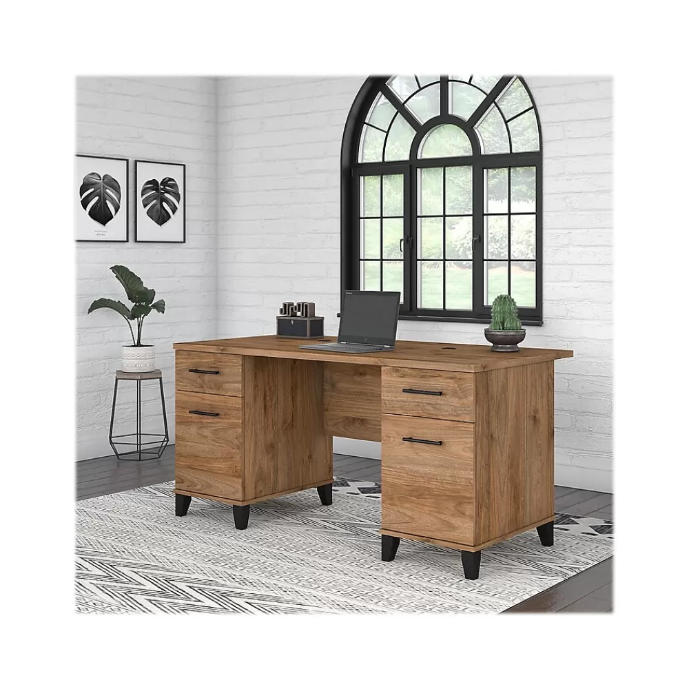 Bush Furniture Somerset 60"W Office Desk with Drawers, (WC81328K) Fresh Walnut Discount