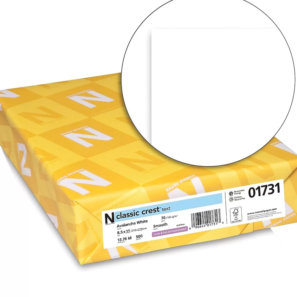 Neenah Paper CLASSIC CREST® Paper, 8 1/2" x 11", 70 lb., Smooth Finish, Avalanche White, 500/Ream Sale