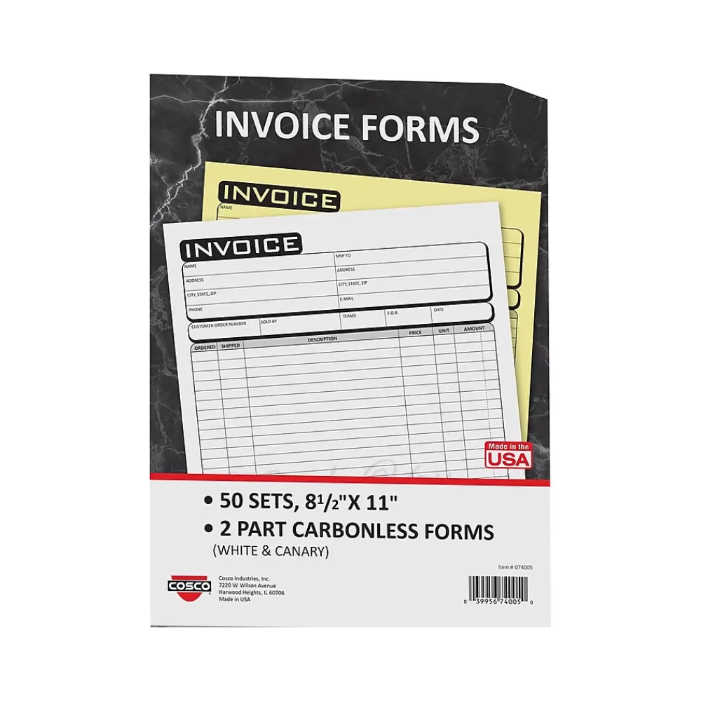 Cosco Business 2-Part Carbonless Invoices, 8.5" x 11", 50 Sets/Book (074005) Shop