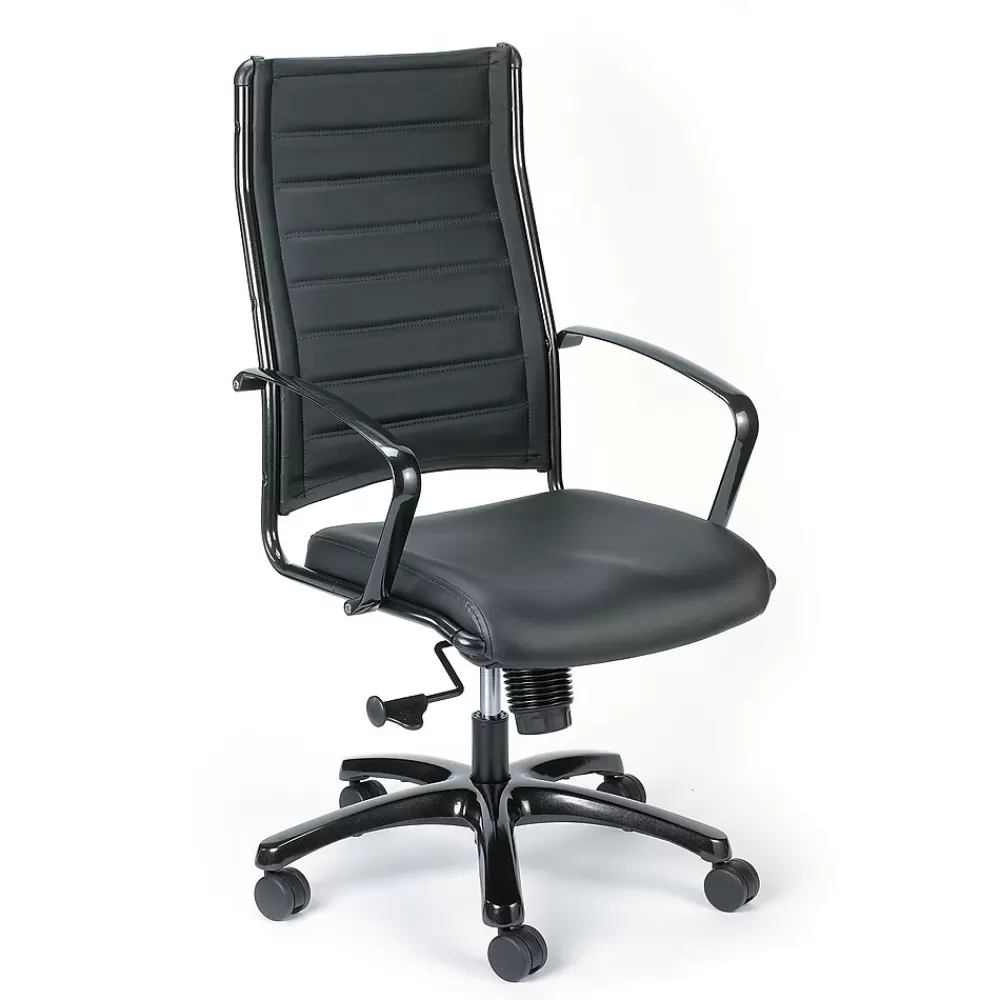 Eurotech High Back Titanium Frame Leather Executive Chair: Black Outlet