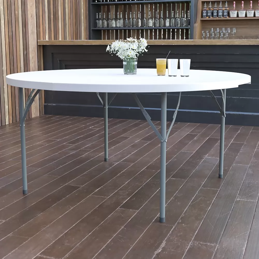 Flash Furniture Elon Folding Table, 60" x 60", Granite White (DADYCZ154GW) Flash Sale