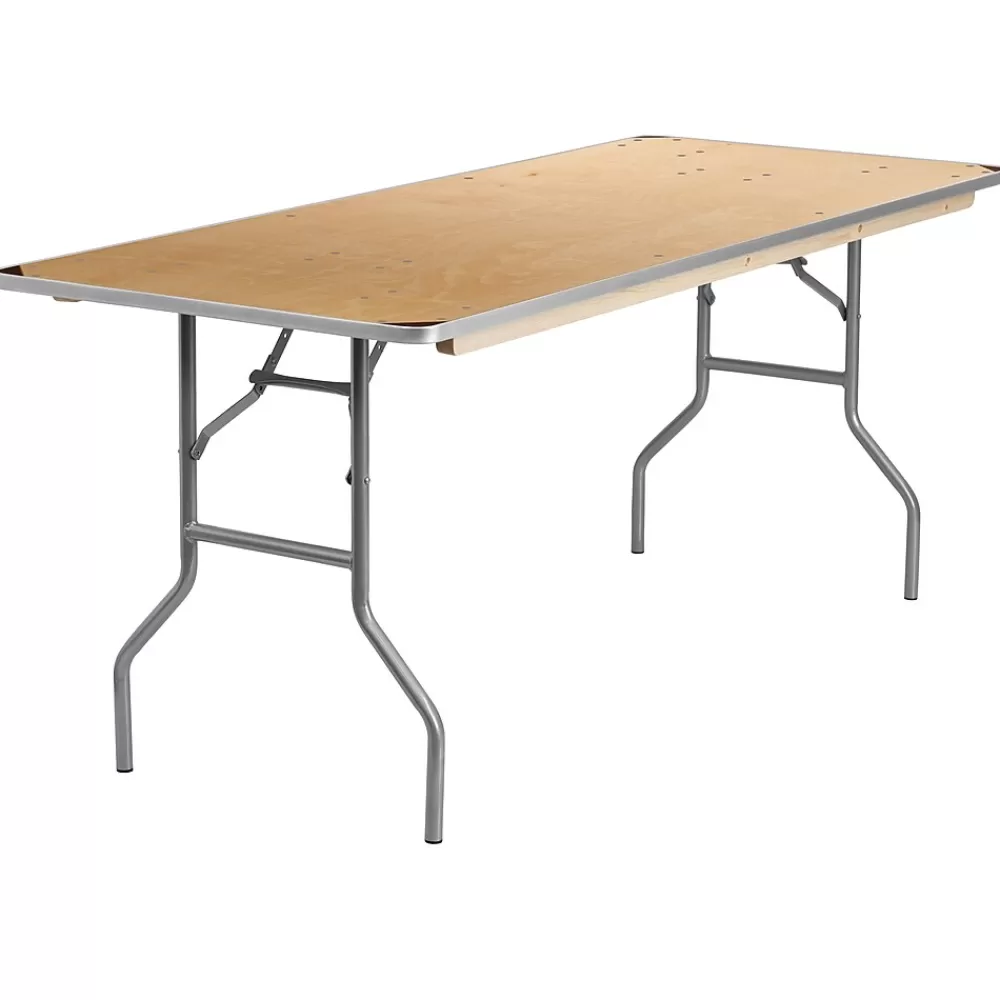 Flash Furniture Fielder Folding Table, 72" x 30", Birchwood (XA3072BIRCHM) New