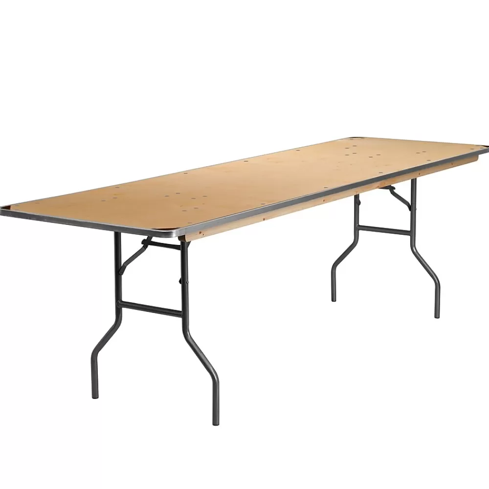 Flash Furniture Fielder Folding Table, 96" x 30", Birchwood (XA3096BIRCHM) New