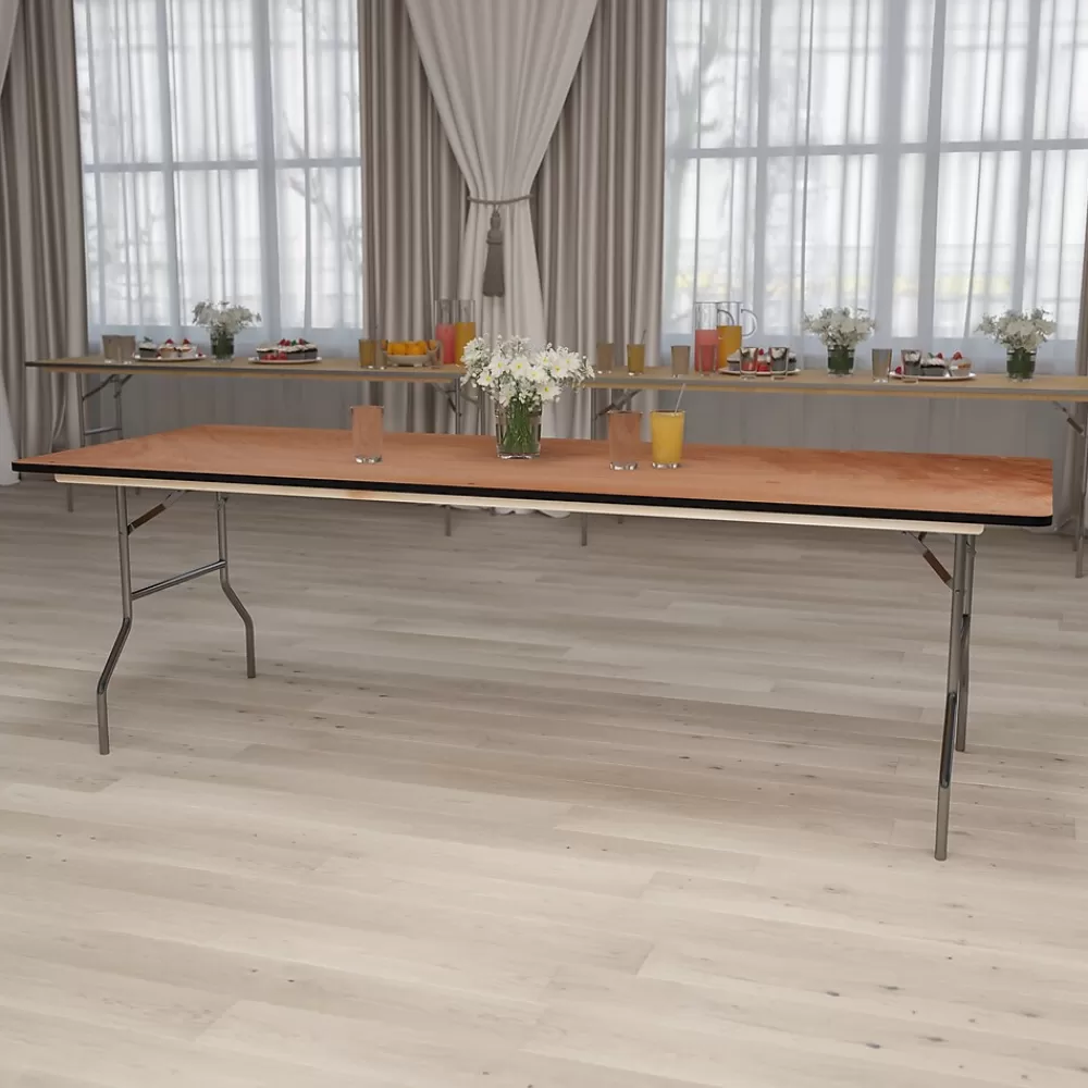 Flash Furniture Fielder Folding Table, 96" x 36", Natural (XA3696P) Flash Sale