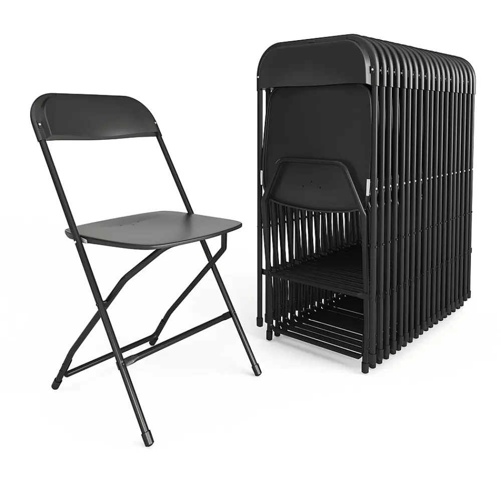 Flash Furniture HERCULES™ Plastic Armless Folding Chair, Black, 20/Pack Store