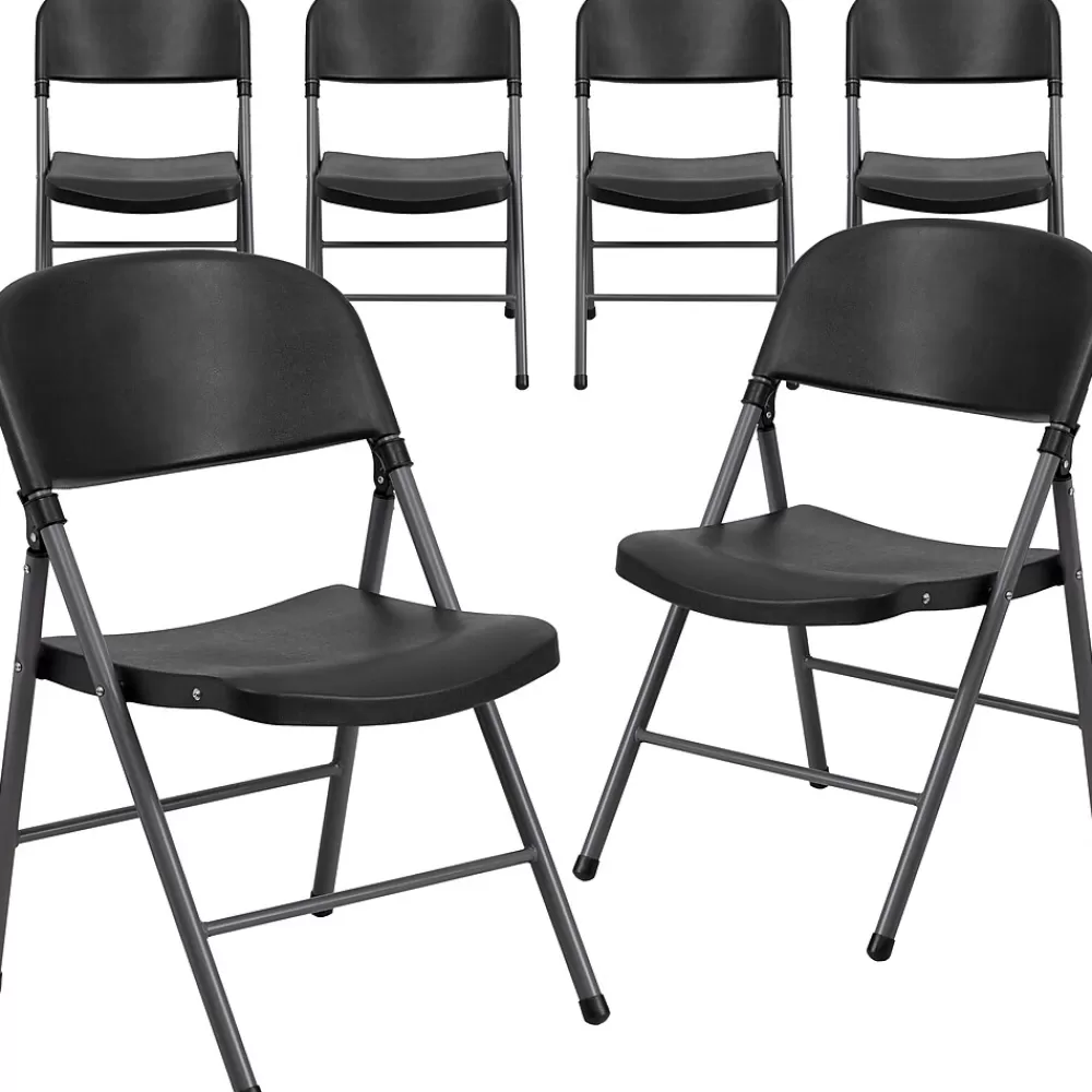 Flash Furniture HERCULES™ Plastic Armless Folding Chair, Black, 6/Pack Cheap