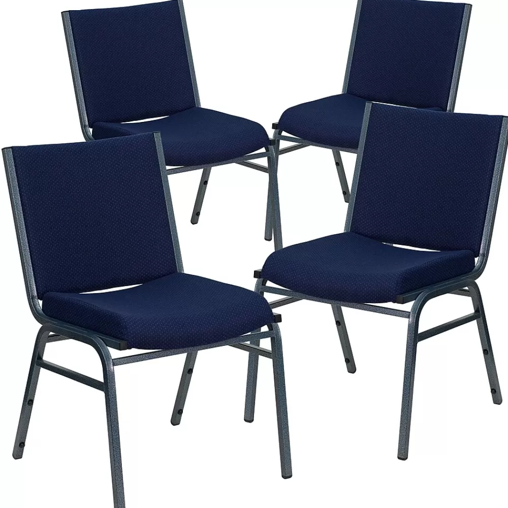 Flash Furniture HERCULES Series Fabric Heavy Duty Stack Chair, Navy Blue Dot, 4 Pack (4XU60153NVY) Fashion