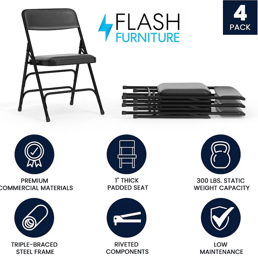 Flash Furniture HERCULES Vinyl Upholstered Reception Chair, Black, 4/Pack (HA-MC309AV-BK-GG) Outlet