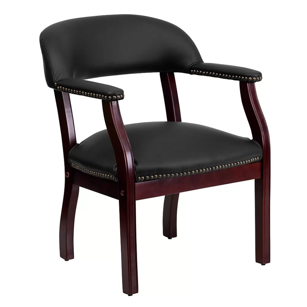 Flash Furniture Leather Conference Chair, Black (BZ105LFBKLEA) New