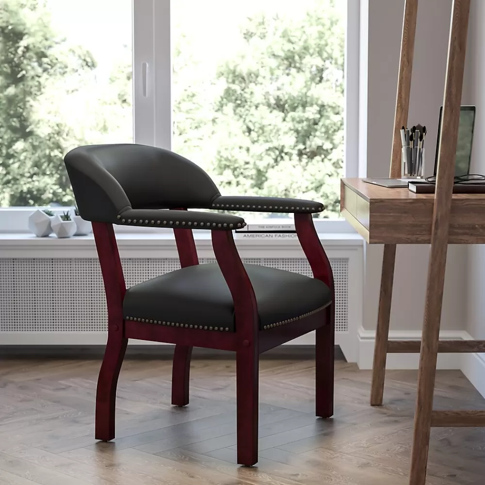 Flash Furniture Leather Conference Chair, Black (BZ105LFBKLEA) New