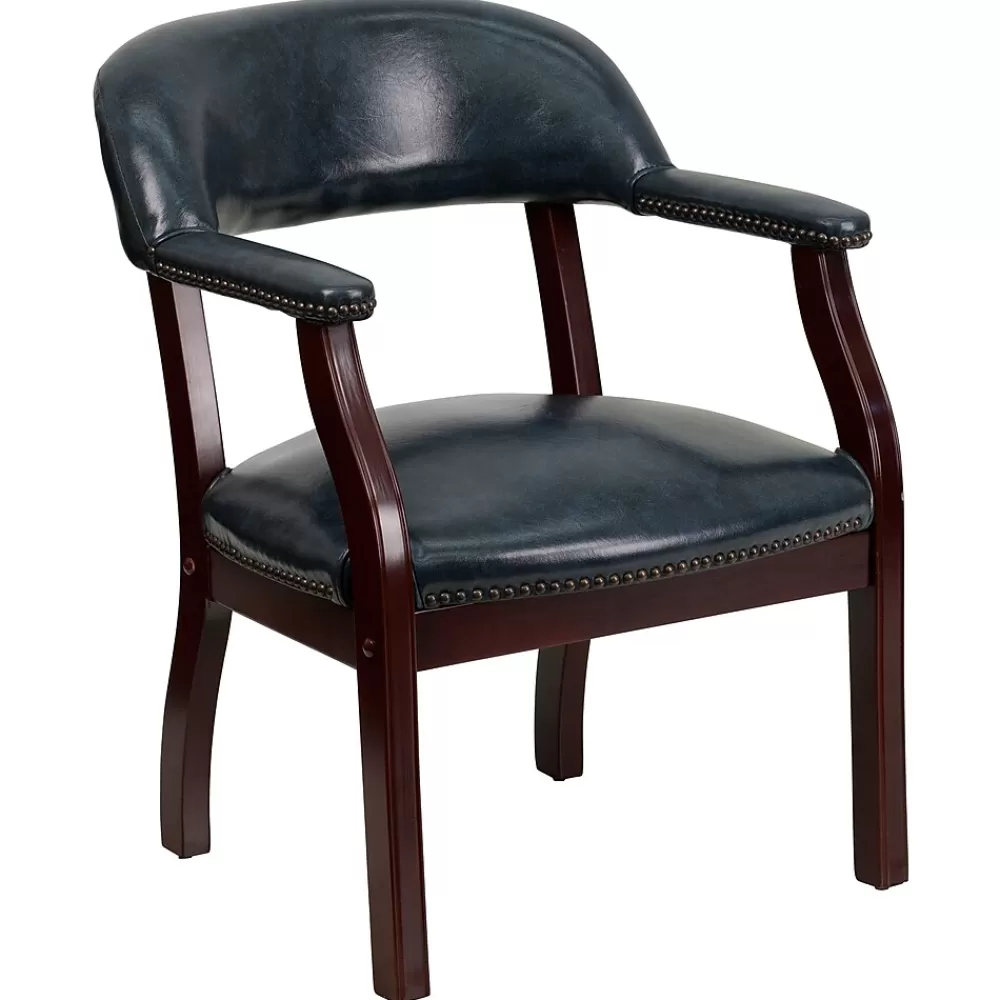 Flash Furniture Vinyl Mid Back Luxurious Conference Chair, Navy Cheap