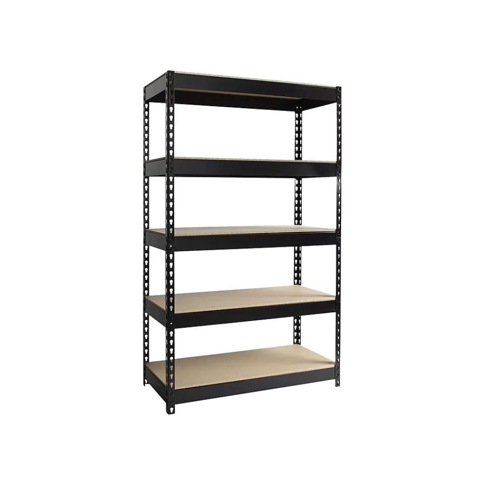 Iron Horse Hirsh 3800 lb. Rivet Series 5-Shelf Metal Unit, 48"W, Black (19454) Cheap