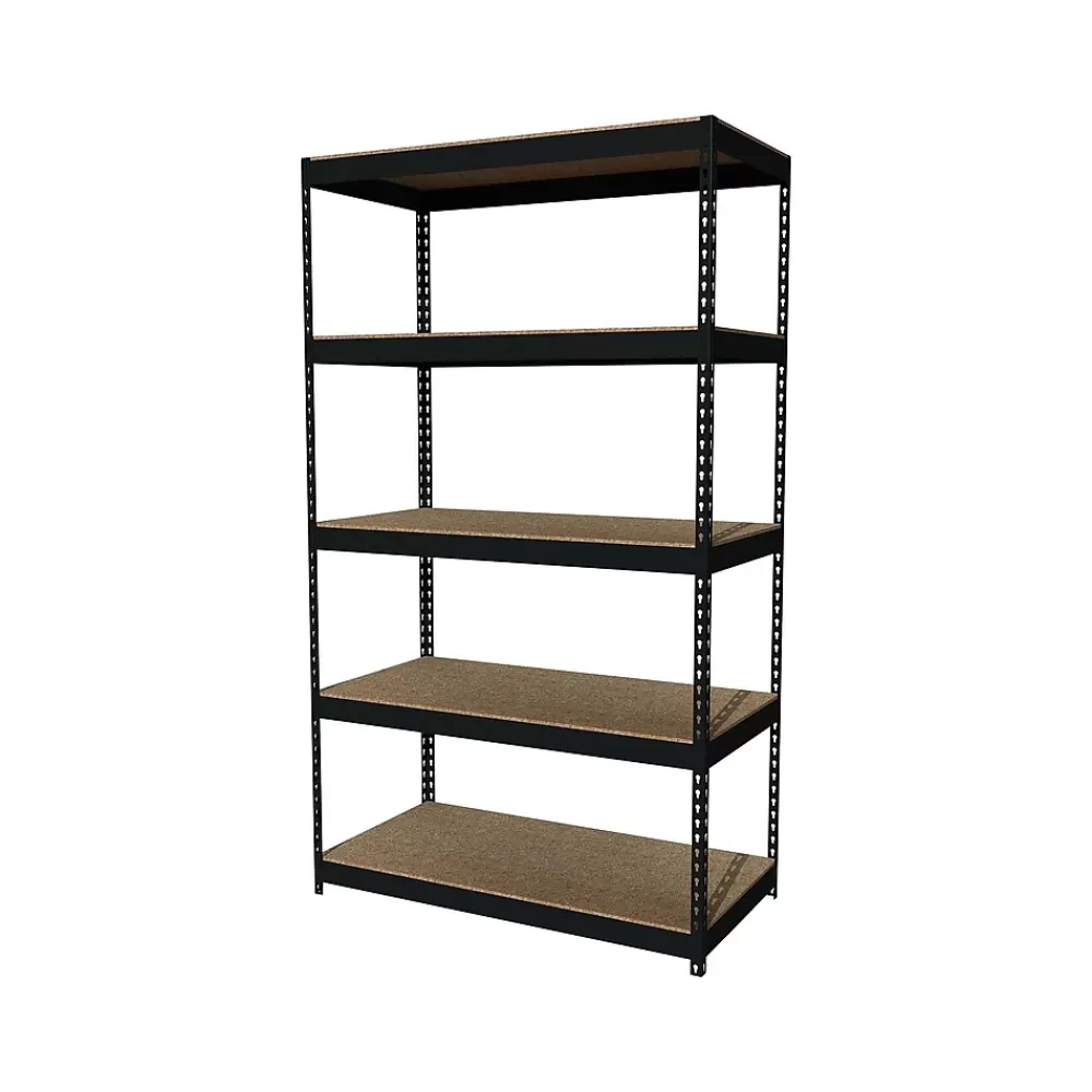 Iron Horse Hirsh 3800 lb. Rivet Series 5-Shelf Metal Unit, 48"W, Black (19454) Cheap