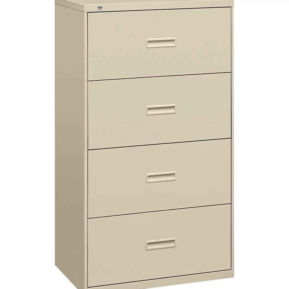 HON 4 Drawers Lateral File, Letter/Legal, Putty, 30"W (BSX434LL) Discount