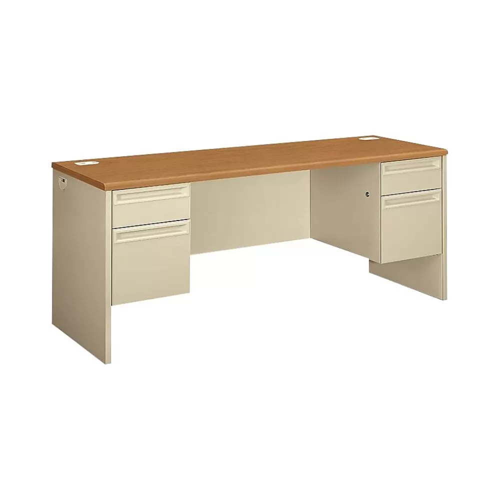 HON 38000 Series 72"W Kneespace Credenza, Harvest Oak/Putty (H38854CL) Cheap
