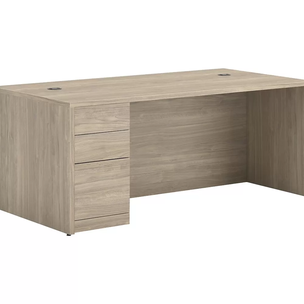 HON 10500 Series 72"W Left Pedestal Desk, Kingswood Walnut (H105896L.LKI1LKI1) Cheap