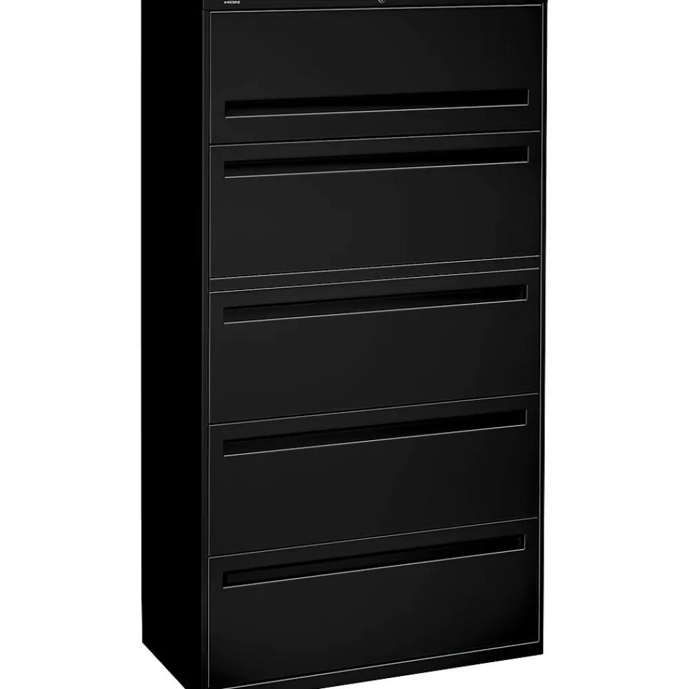 HON Brigade® 700 Series Lateral File, 5-Drawer, 67Hx36Wx19-1/4"D, Black Hot
