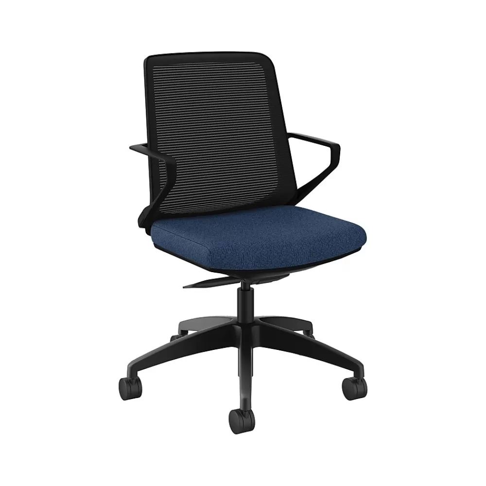 HON Cliq Polyester Swivel Task Chair, Black/Apex Navy (CLQIMAPX13T) Flash Sale